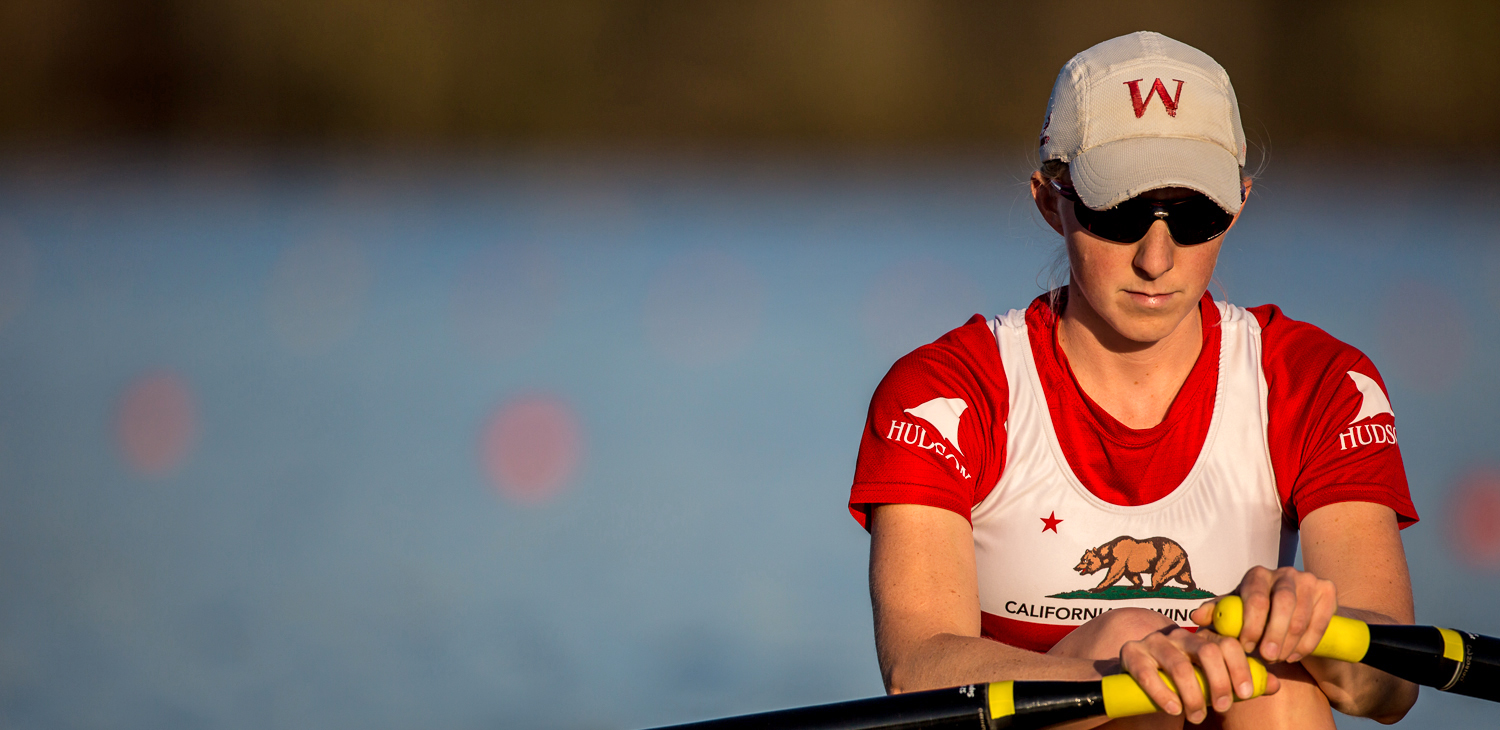 Olympian Kristin Hedstrom at starting line in single scull rowing